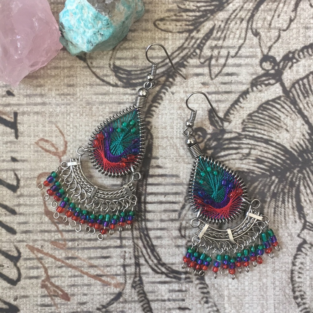 Hand Wrapped & Beaded Earrings - Picture 2 of 8
